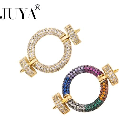 JUYA 2021 Cubic Zirconia Spiral Fastener Clasps Hooks Connectors For Jewelry Making DIY Handmade Jewelry Findings Accessories