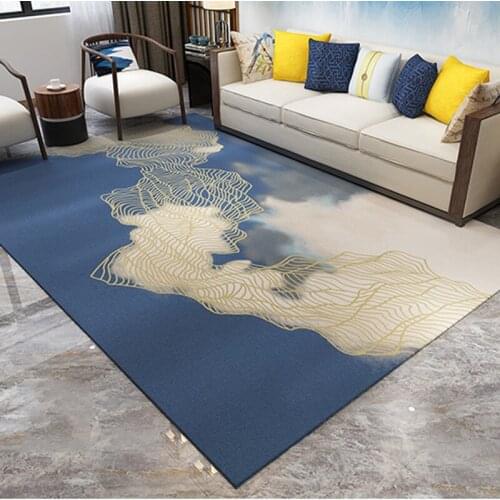 Yellow Blue Geometric 3D Print Living Room Carpet Chinese Style Bedroom Carpets Gold Curve Nordic Rugs And Carpet For Study Room