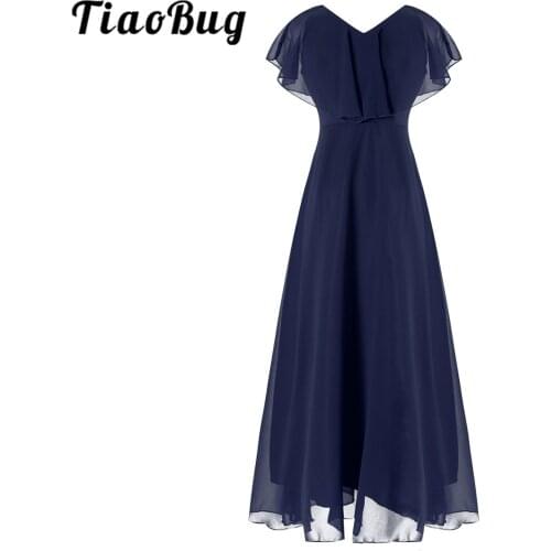 Children Summer Dress V Neck A-line Chiffon Flower Girl Dresses Party Princess Kids Dresses for Girls Flower Girl Clothing