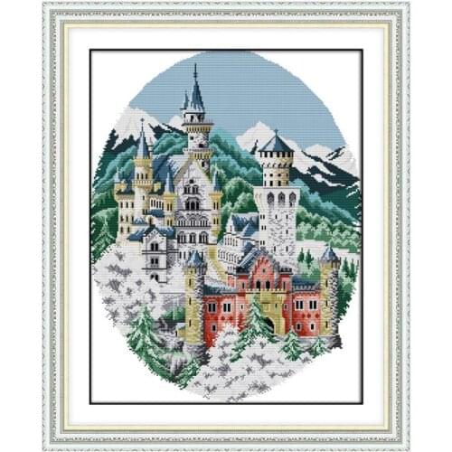 Winter Castle cross stitch kit aida 14ct 11ct count printed canvas stitches embroidery DIY handmade needlework