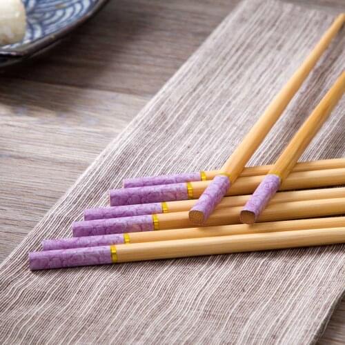 12 Pairs Handmade Tableware Chopsticks Tool Pack Gift Japanese Chopsticks Natural Sticks Style Bamboo Set for Kitchen Home Hotel