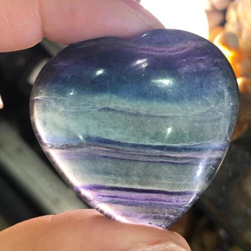 Natural Fluorite Crystal heart Lovely Polished Colorful Crystal Quartz Mineral Healing Home Decoration