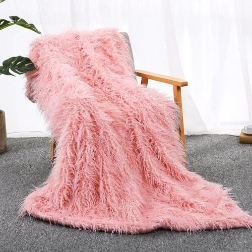 Super soft plush bedroom blanket solid color faux fur sheepskin blanket children girl room decoration blanket nursery floor mat