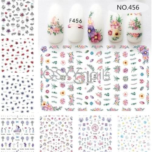 WHOLESALE 100pcs 3D Nail Art Sticker Adhesive Sticker Lace Flower Unicorn Pattern Decals for Nail Art Decoration Manicure