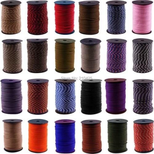 7 Strand Core Paracord Parachute Cord Mil Spec Type III 320FT(100M) 4mm 24 Colour Free Shipping