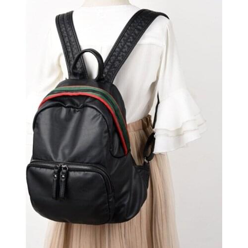 Women Backpack Large Capacity School Bag for Teenagers Girls PU Leather Daypack Casual Simple Zipper Female Backpacks Black