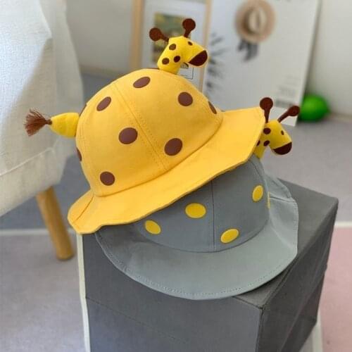 Spring Summer Cartoon Giraffe Baby Bucket Hat Cotton Fisherman Hats Baby Boys Girls Panama Sun Cap for 1-3 Years Old Baby