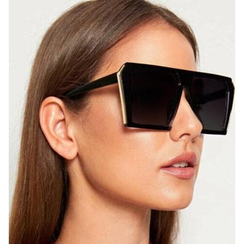 Black Oversized Sunglasses Men Women Square Sun Glasses Male Female Luxury Retro Brand One-piece Fashion Colorful Oculos De Sol