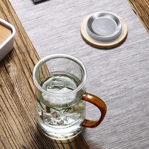 Glass Chinese Style Tea Mug With Lid Filter Coffee Cups Tea Set Mugs Beer Drink Office Mug Transparent Drinkware Glass Cups New