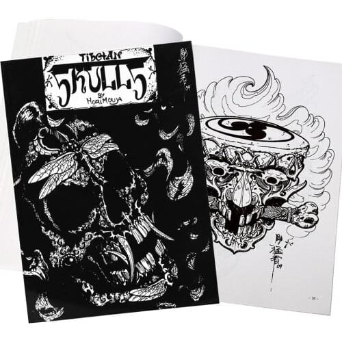 Tattoo Flash Books Skulls Skeleton Design Tattoo Manuscript Sketch Body Tattoos Books Flash A4 size Tibetan 50 Pages