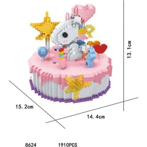 Delicious food Create micro diamond block unicorn merry-go-round pink cake candy build brick educational toy nanobrick for girl