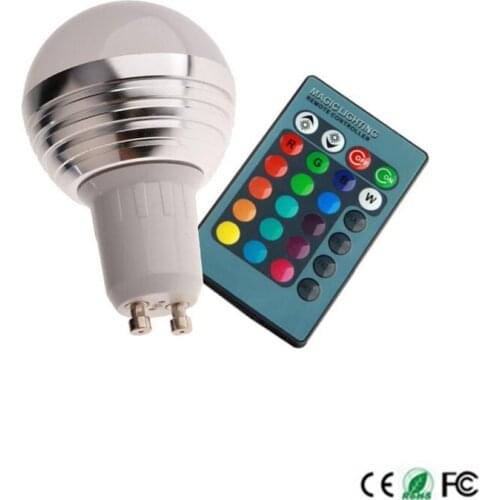 High quality GU10 16 Colors changing RGB LED Lamp 3W 110V/220V RGB LED Bulb Lamp Spotlight with Remote Control free shipping