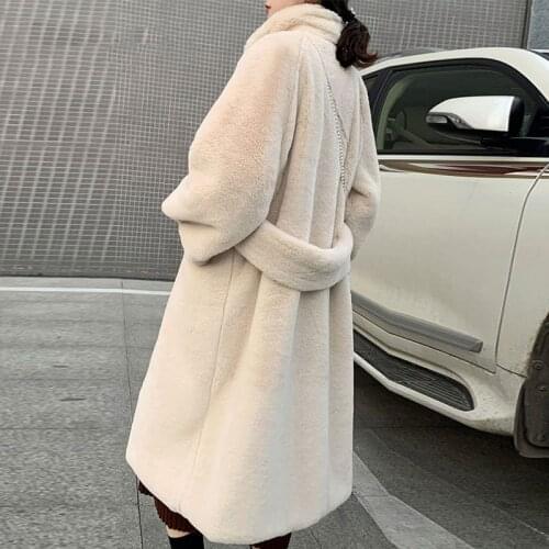 Women Plus Size Loose Warm Outerwear Luxury Faux Fur Overcoats Long Parka Winter Casual Thick Mink Jacket Female Sashes