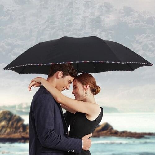 110CM 10 Bones Black Glue Umbrella Fold Men Women Business Sunny Umbrella 3 Folding Advertising Umbrella Mens Gifts