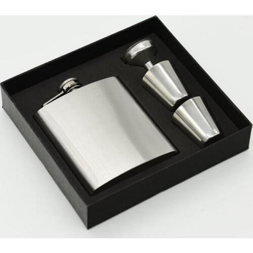 20pcs/lot Fashion 7 oz stainless steel hip flask Men carry flagon Gift Set 265g 7oz Mens gift