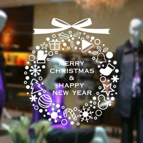 2016 Merry Christmas Wall Sticker Happy New Year Decal Flowers Decorations Shop Window Home Decal 58x65cm CP1012