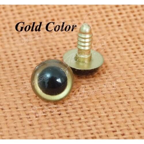 300pcs/lot---9mm--10mm--12mm-13mm-14mm gold color plastic toy eyes with washer---size option