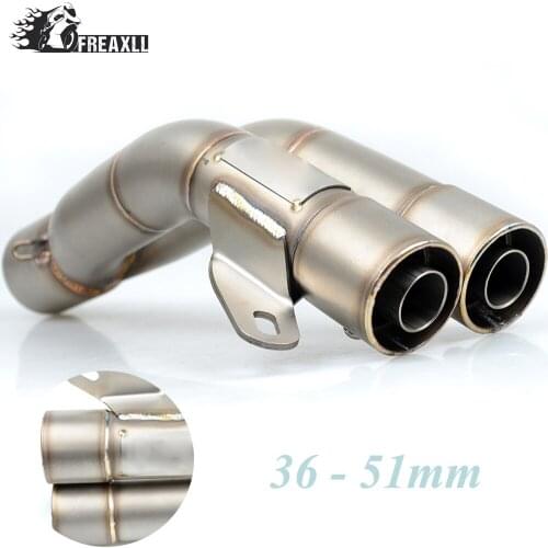 36-51MM Universal Motorcycle Double Exhaust Muffler Pipe escape moto For Kawasaki ninja650 300 ABS Z 800 1000 2010 ER-6n 6F