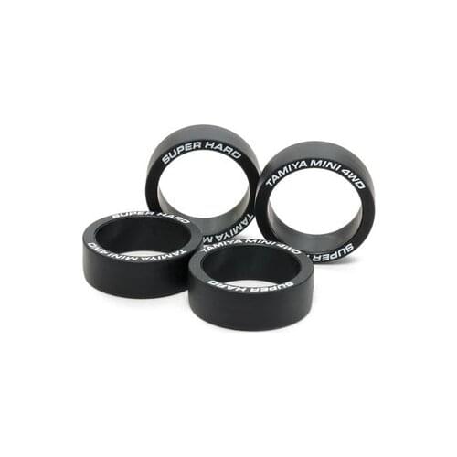 4pcs Tamiya Mini 4WD Racer Model Wheels 4-wheel Drive White Lettering Tire 95374 Super Hard Large Dia. Low-Profile Black Tire