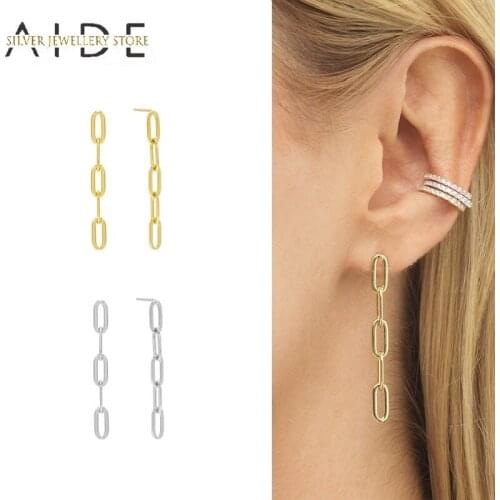 AIDE Punk Lock Dangle Earings Simple Glossy Lock Drop 925 Sterling Silver Earrings For Women Fine Jewelry pendientes kolczyki