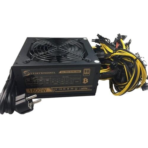 1800W PC Power Supply 1800W ATX PSU for RX470 RX580 RX570 RX560 Pico PSU Asic Bitcoin Miner ATX Mining Machine Support 6 GPU