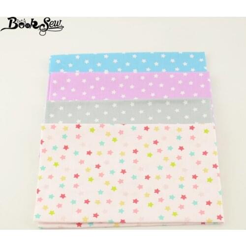 Booksew New 100% Cotton Twill Fabric 4PCS/Lot Star Design Tecido Tissue Sewing Cloth For DIY Patchwork/Baby/Quilting Bed Sheet