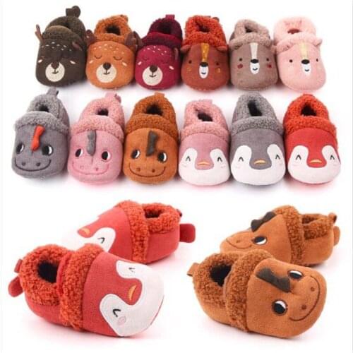 Lovely Cartoon Baby First Walkers Baby Warm Shoes Boy Girl Winter Shoes Soft Sole Anti-slip Baby Casual Shoes For Christmas Gift