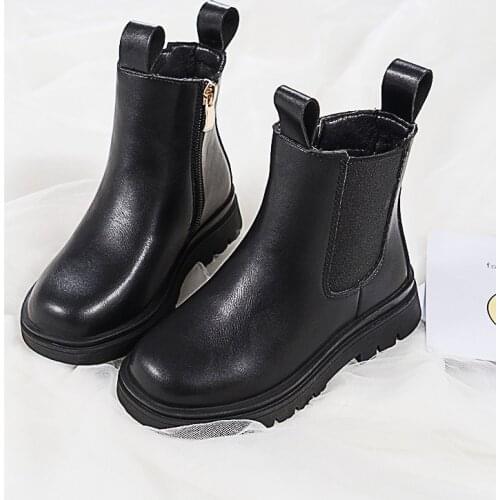 Kids Leather Chelsea Boots Waterproof Children Sneakers Black Boots For Big Girls Boots Boys Shoes Size 26-36