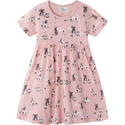 Jumping Meters Childrens Dresses for Baby Girls Summer Animals Clothing Cotton Party Tutu Dresses Bunny Kids Clothes
