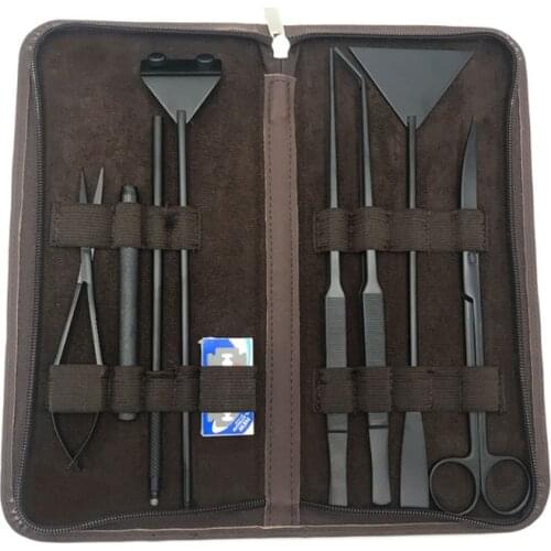 DW Aquarium 5Pcs/Set Black Metal Tweezers and Scissors Spatula Aqua Tank Cleaning Tools Kit