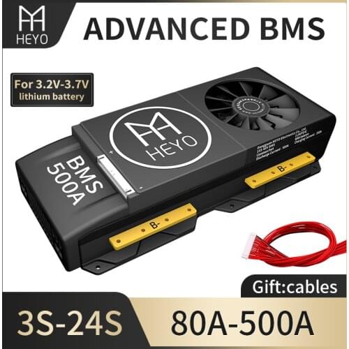 HEYO 3.2V LiFePo4 Lipo LFP 16S 48V 80A 100A 150A 200A 300A 18650 PCM lithium battery protection BMS Small Fan Balance Same Port