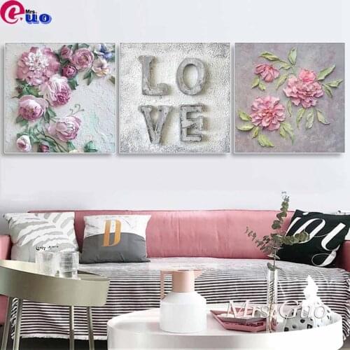 Scandinavian Flower 5d Diy Diamond Painting Cross Stitch Diamond Embroidery Triptych Wall Pictures for Room Cuadros Home Decor