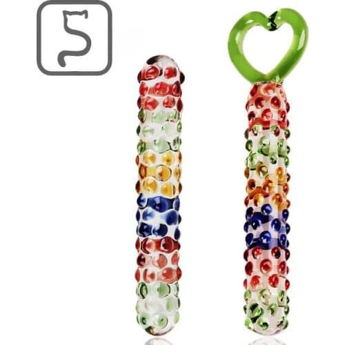 Heart Shape Ring Pyrex Glass Dildo Crystal Fake Penis Anal Butt Plug Prostate Sex Toys for Women Masturbation Dildo Sex Products