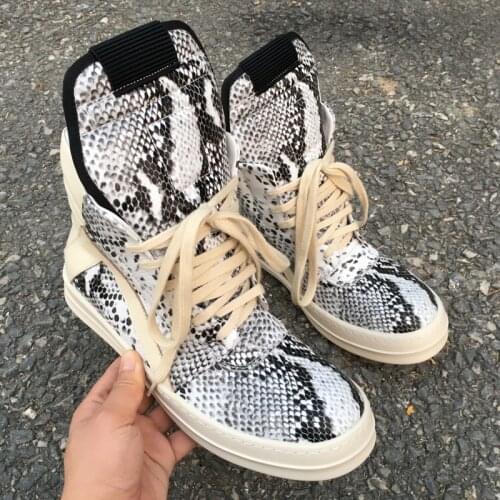 Rric Owens Womens Sneakers Snake Skin Pattern Shoes Mens Sneakers Shoes Men Original Shoe Mens Casual Shoes Short Boots