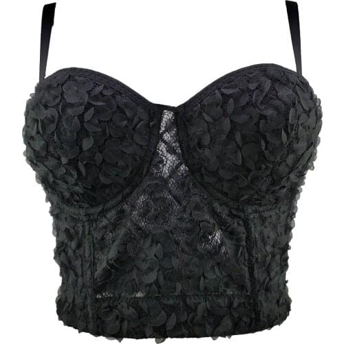 3D Flower Lace Solid Color Camisole Top Womens Spring Summer New Cute Underwired Underwear Sexy Backless Slim Tank Tops Y1149