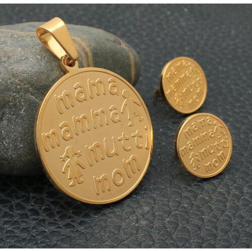 Wholesale Fashion Stainless Steel Jewelry Sets Mama Mutti mom For Women Pendants And Earrings Supernova SBJDGIBG