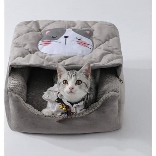 Pet bed for Cats Dogs Soft Nest Kennel Bed Cave House Sleeping Bag Mat Pad Tent Pets Winter Warm Cozy Beds 2 Size L XL 2 Colors