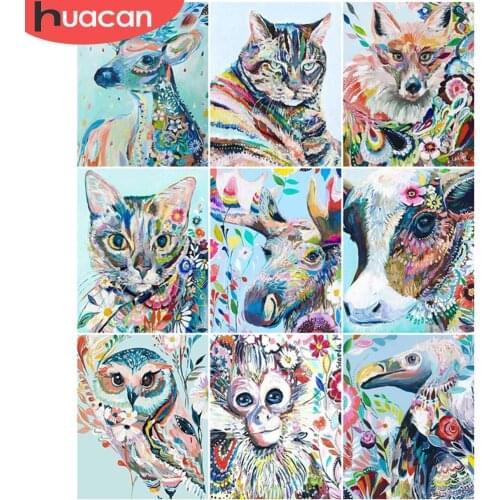 HUACAN Oil Painting By Number Cat Animal Drawing On Canvas Pictures By Number Deers Kits Home Decors For Gift