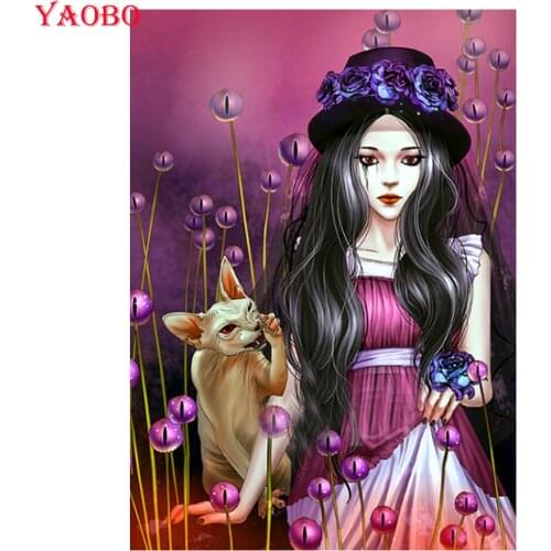 Needlework DIY Diamond Embroidery Sphynx Cat And Beauty Full Square Diamond Painting animal pictures mosaic diamond round drill