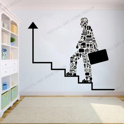 Creative Office Wallpaper Mural,Office Wall Decal, Success School Office Rule,A man With a Computer Wall Sticker,adhesive JC179