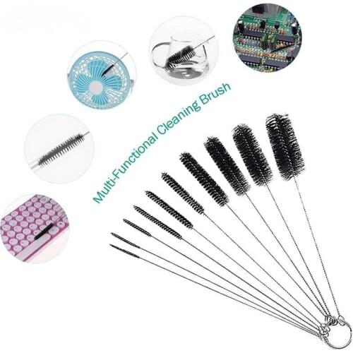 10pcs/set Nylon Straw Brush Multi-Functional Cleaner Bottle Tube Pipe Brush Long Paint Spray Guns Cleaning Brush Bar Accessories