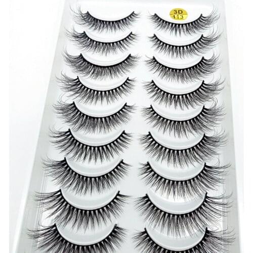 HBZGTLAD 10pairs 3D Mink Lashes Natural Long False Eyelashes Dramatic Volume Fake Lashes Makeup Eyelash Extension Silk Eyelashes