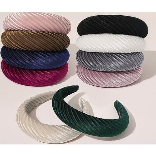 Fashion Solid Color Thicken Padded Headband for women Girls Hairband Bezel Turban Wide Hair Hoop Hair accessories Headwear