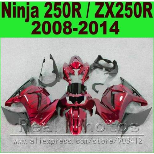 Body kit Kawasaki Ninja 250r Fairings black red EX250 year 2008 2009 2010 2011 2012 2013 2014 ZX 250 fairing kits parts R4O9