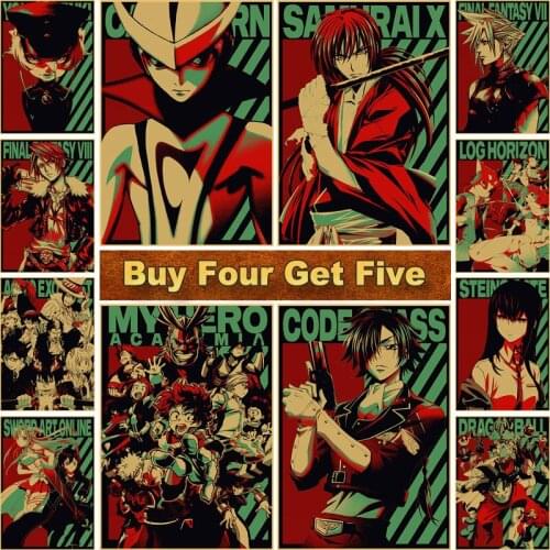 My Hero Academia Anime Posters Kraft Paper Prints Clear Art Painting Bar Home Decoration Wall Decor Modern Painting Stickers