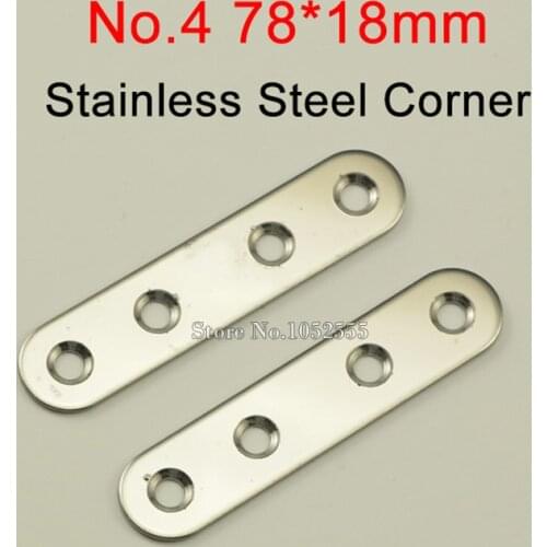 100pcs 78*18mm stainless steel Flat Brackets Straight Line Metal Plates Repair Fixing Joining furniture Connecting fittings K253