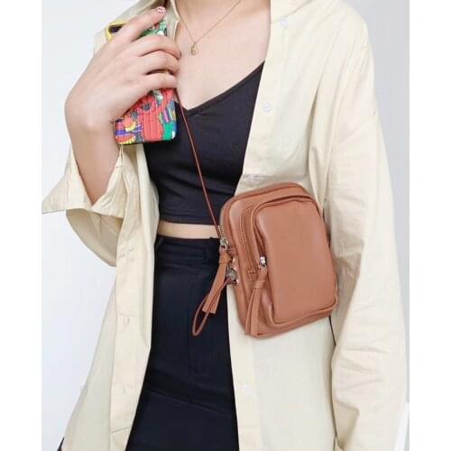 Hot Ladies Mini Crossbody Phone Bag PU Leather Women Shoulder Bag Brand Luxury Female Zipper Bag Japan Thin Strap Whole Sale