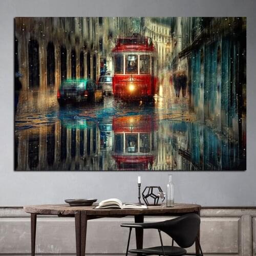 Retro City Street Landscape Oil Canvas Painting Art Posters and Prints Scandinavian Wall Picture for Living Room Cudros Decor