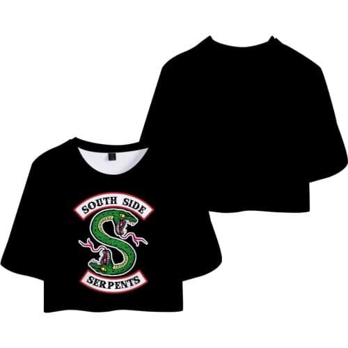 Riverdale T Shirt South Side Serpents Women T Shirt Girls Cool Fashion 3D Printing Tops Sexy O-neck Crop Tops Clothes