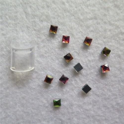 RN-01/02 100pcs/bag Retail 3D 4*4mm Square 3*7MM Rectangle Flatback Colorful Glass Rhinestone Nail Art Rhinestone Hot-Fix